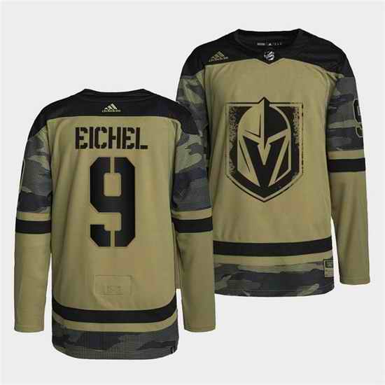 Men Vegas Golden Knights #9 Jack Eichel 2022 Camo Military Appreciation Night Stitched jersey->vancouver canucks->NHL Jersey