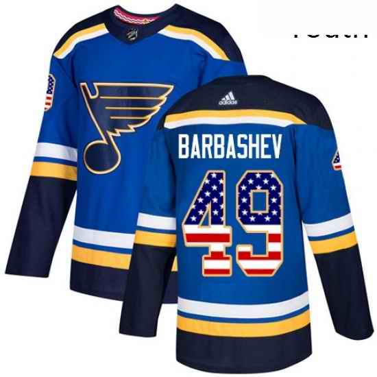 Youth Adidas St Louis Blues #49 Ivan Barbashev Authentic Blue USA Flag Fashion NHL Jersey->youth nhl jersey->Youth Jersey
