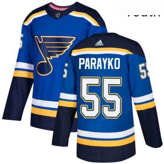 Youth Adidas St Louis Blues #55 Colton Parayko Authentic Royal Blue Home NHL Jersey->youth nhl jersey->Youth Jersey
