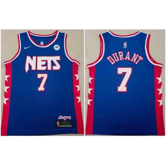 Men Brooklyn Nets #7 Kevin Durant Blue Stitched Basketball Jersey->brooklyn nets->NBA Jersey