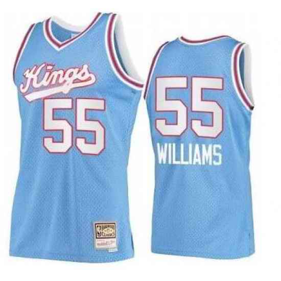 Men Sacramento Kings #55 Jason Williams M&N Hardwood Classic Light Blue Jersey->customized nba jersey->Custom Jersey