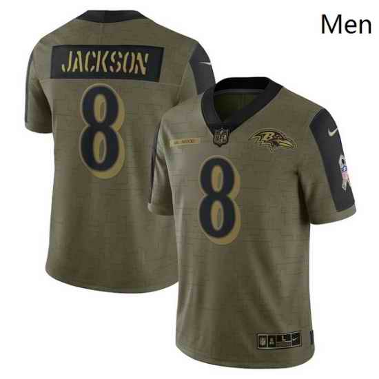 Men's Baltimore Ravens Lamar Jackson Nike Olive 2021 Salute To Service Limited Player Jersey->baltimore ravens->NFL Jersey
