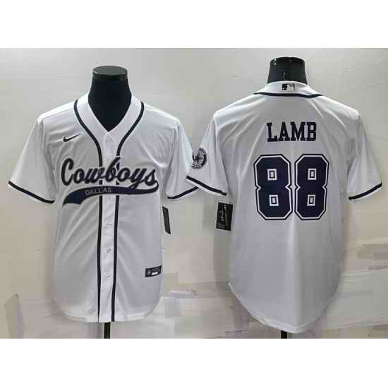 Men Dallas Cowboys #88 CeeDee Lamb White Cool Base Stitched Baseball Jersey->denver broncos->NFL Jersey