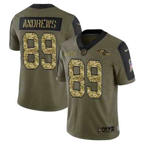 Men Baltimore Ravens #89 Mark Andrews 2021 Salute To Service Olive Camo Limited Stitched Jersey->baltimore ravens->NFL Jersey