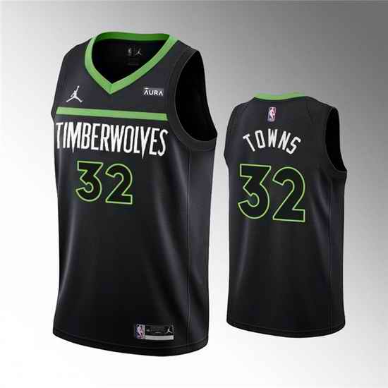 Men Minnesota Timberwolves #32 Karl Anthony Towns Black Statement Edition Stitched Jersey->minnesota timberwolves->NBA Jersey