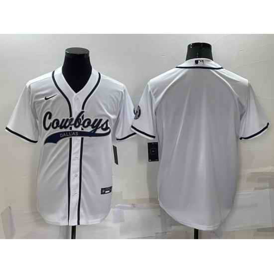 Men Dallas Cowboys Blank White Cool Base Stitched Baseball Jersey->denver broncos->NFL Jersey