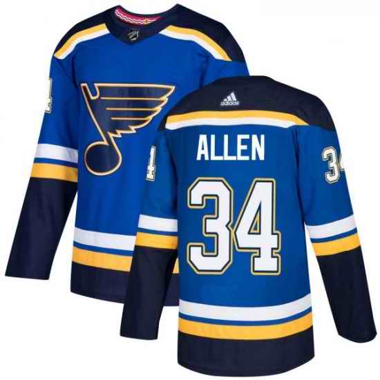 Youth Adidas St Louis Blues #34 Jake Allen Authentic Royal Blue Home NHL Jersey->youth nhl jersey->Youth Jersey