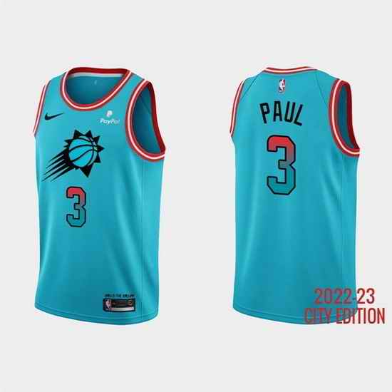 Men Phoenix Suns #3 Chris Paul 2022 23 Blue City Edition Stitched Basketball Jersey->new york knicks->NBA Jersey