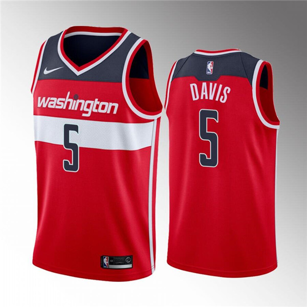 Men' Wizards #5 Johnny Davis Red Icon Edition Stitched Jersey->utah jazz->NBA Jersey