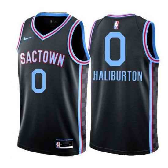 Men Sacramento Kings Tyrese Haliburton #0 Black NBA Jersey->utah jazz jerseys->NBA Jersey