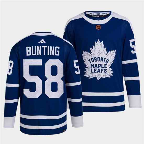 Men Toronto Maple Leafs Black #58 Michael Bunting Blue 2022 Reverse Retro Stitched Jersey->new york islanders->NHL Jersey