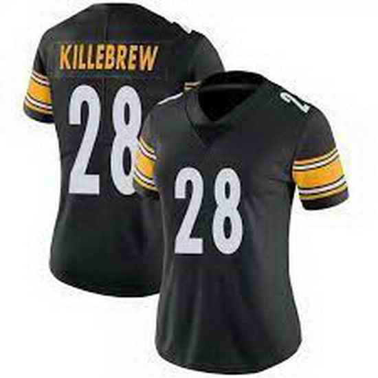 Women Pittsburgh Steelers Miles Killebrew #28 Black Vapor Limited Stitched Football Jersey->women nfl jersey->Women Jersey