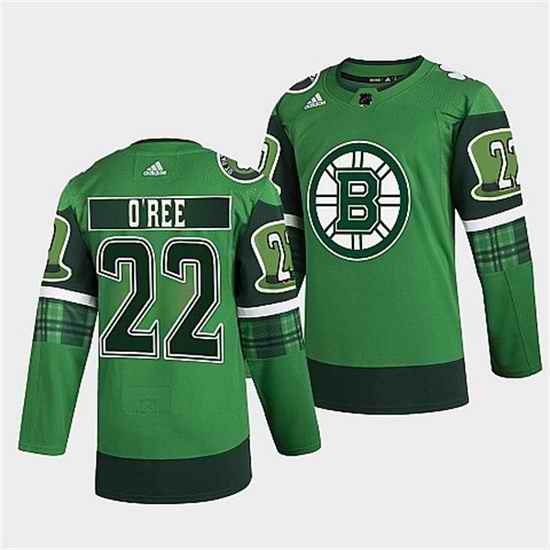 Men Boston Bruins #22 Willie O 27Ree 2022 Green St Patricks Day Warm Up Stitched jersey->boston bruins->NHL Jersey