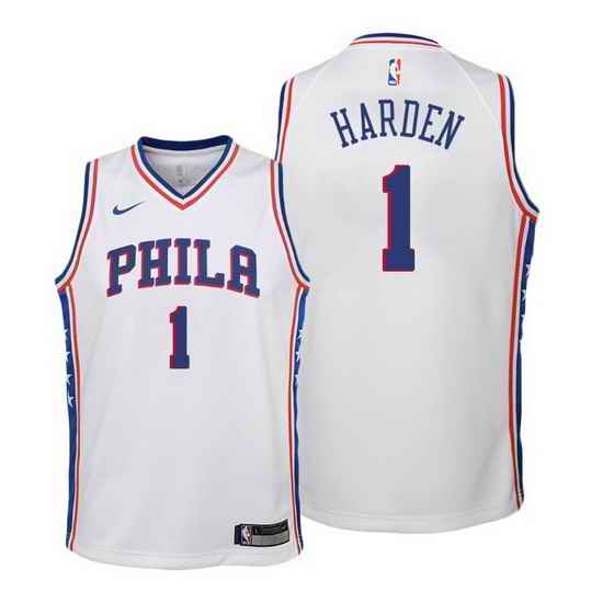 Men Philadelphia 76ers #1 James Harden association edition white Stitched jersey->philadelphia 76ers->NBA Jersey