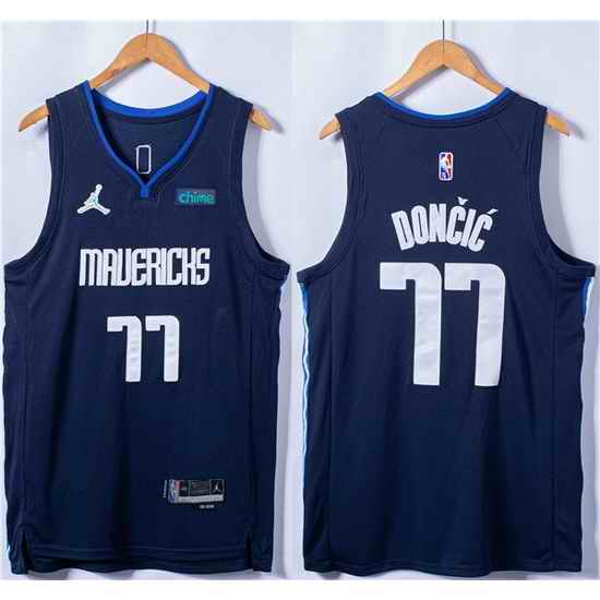Men Dallas Mavericks #77 Luka Doncic 75th Anniversary Navy Stitched Basketball Jersey->charlotte hornets->NBA Jersey