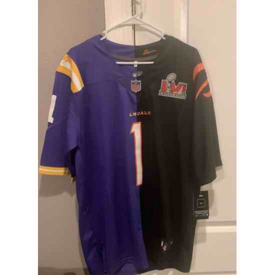 Tigers Bengals Split jersey Customized Black Purple->customized nba jersey->Custom Jersey