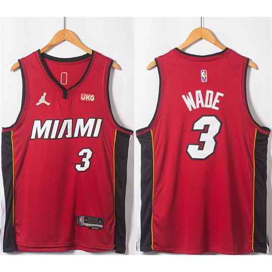 Men Miami Heat #3 Dwyane Wade Red Statement Edition 75th Anniversary Stitched Jersey->miami heat->NBA Jersey