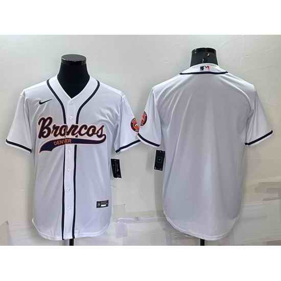 Men Denver Broncos Blank White Cool Base Stitched Baseball Jersey->denver broncos->NFL Jersey