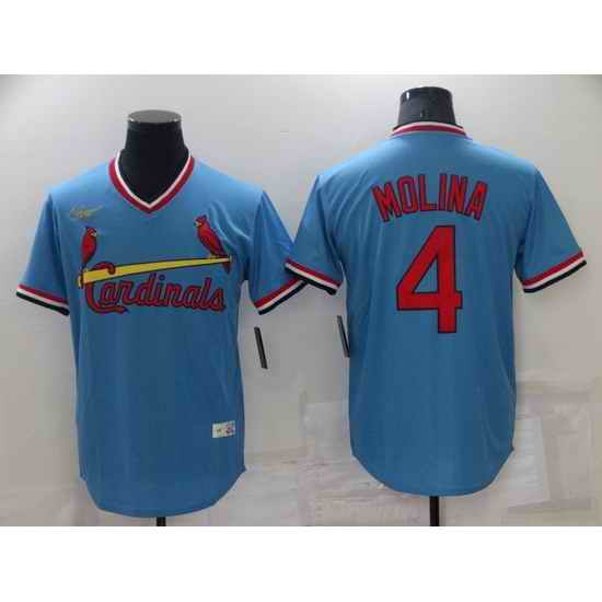 Men St  Louis Arizona Cardinals #4 Yadier Molina Blue Cool Base Stitched Jerse->tampa bay rays->MLB Jersey