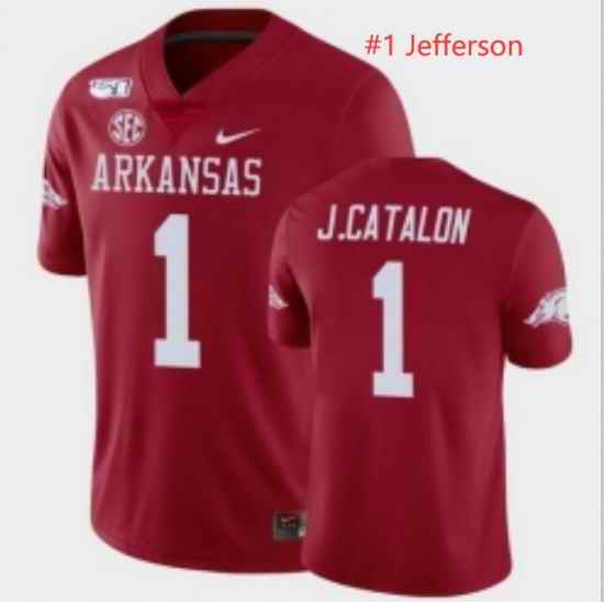 Men's Nike K.J. Jefferson Arkansas Razorbacks Game Red Jersey->->