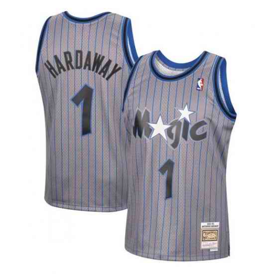 Men Orlando Magic #1 Penny Hardaway 1994 95 Grey Stitched Jerse->new orleans pelicans->NBA Jersey