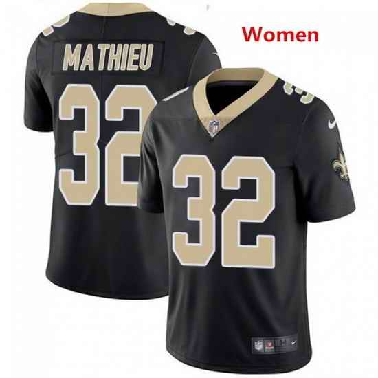 Women New Orleans Saints #32 Tyrann Mathieu Black Jerse->women nfl jersey->Women Jersey