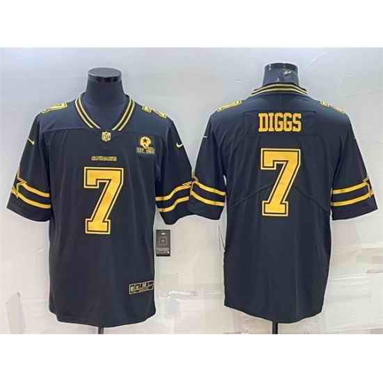 Men Dallas Cowboys #7 Trevon Diggs Black Gold Edition With 1960 Patch Limited Stitched Football Jersey->dallas cowboys->NFL Jersey