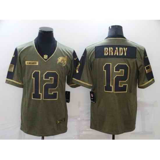 Men's Tampa Bay Buccaneers #12 Tom Brady Nike Gold 2021 Salute To Service Limited Player Jersey->miami dolphins->NFL Jersey