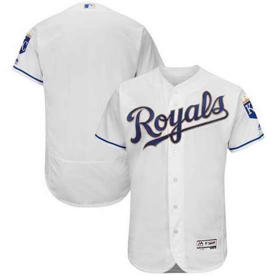 Men Kansas City Royals Blank White Gold Flex Base Stitched jersey->kansas city royals->MLB Jersey