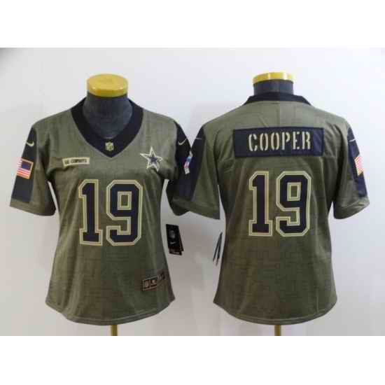 Women's Dallas Cowboys #19 Amari Cooper Nike Olive 2021 Salute To Service Limited Player Jersey->women nfl jersey->Women Jersey