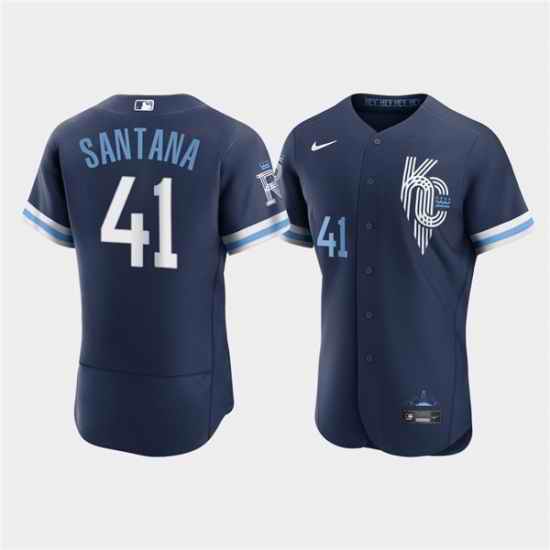 Men Kansas City Royals #41 Carlos Santana 2022 Navy City Connect Flex Base Stitched MLB jersey->kansas city royals->MLB Jersey