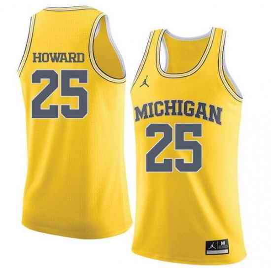 Men Michigan Wolverines Juwan Howard #25 Yellow Stitched NCAA Jersey->->
