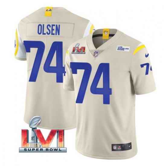 Nike Los Angeles Rams #74 Merlin Olsen Bone 2022 Super Bowl LVI Vapor Limited Jersey->los angeles rams->NFL Jersey