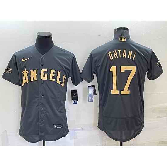 Men Los Angeles Angels #17 Shohei Ohtani 2022 All Star Charcoal Flex Base Stitched Jersey->los angeles dodgers->MLB Jersey