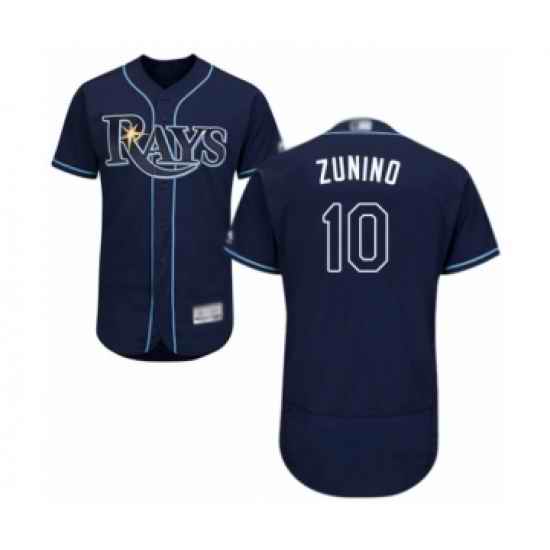 Men's Tampa Bay Rays #10 Mike Zunino Navy Blue Alternate Flex Base Authentic Collection Baseball Player Jersey->texas rangers->MLB Jersey