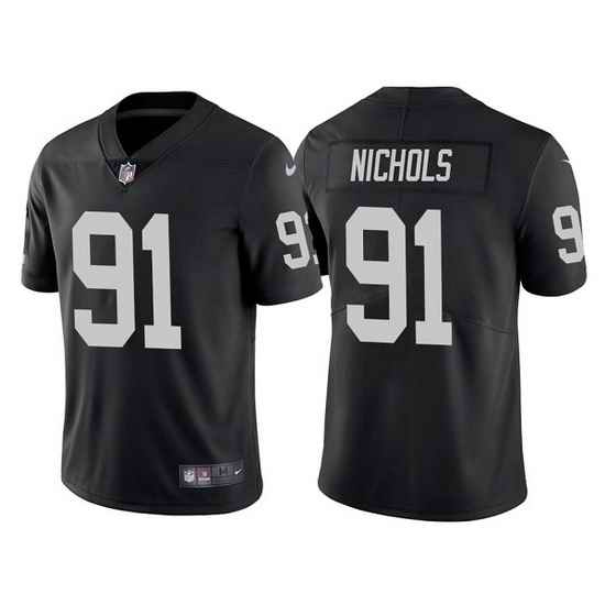 Men Las Vegas Raiders #91 Bilal Nichols Black Vapor Limited Stitched Jersey->las vegas raiders->NFL Jersey