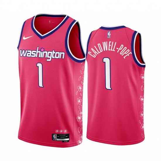 Men Washington Wizards #1 Kentavious Caldwell Pope 2022 23 Pink Cherry Blossom City Edition Limited Stitched Basketball Jersey->san antonio spurs->NBA Jersey