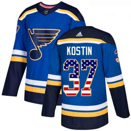 Youth Adidas St Louis Blues #37 Klim Kostin Authentic Blue USA Flag Fashion NHL Jersey->youth nhl jersey->Youth Jersey