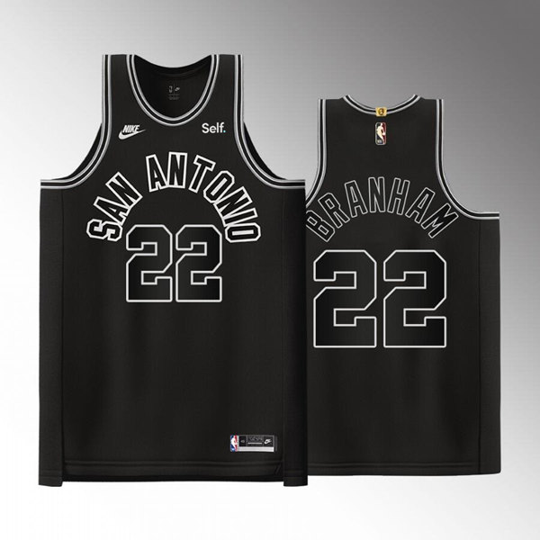Men' San Antonio Spurs #22 Malaki Branham Black Stitched Jersey->sacramento kings->NBA Jersey