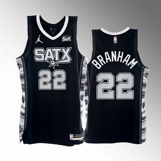 Men San Antonio Spurs #22 Malaki Branham 2022 23 Black Black Stitched Basketball Jersey->philadelphia 76ers->NBA Jersey