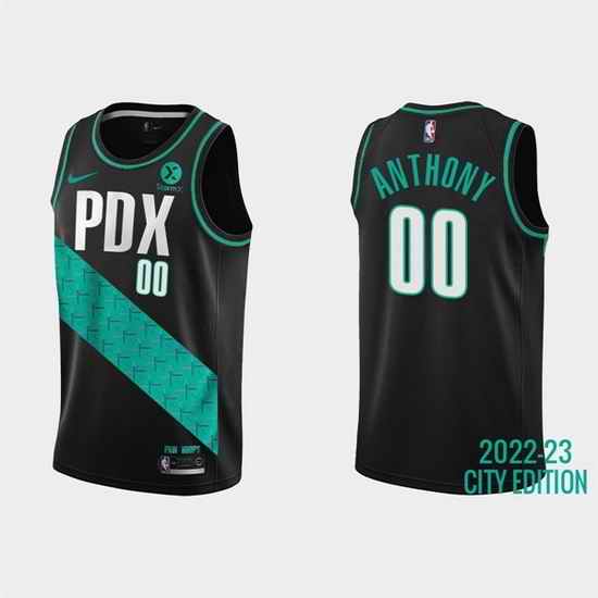 Men Portland Trail Blazers #00 Carmelo Anthony 2022 #23 Black City Edition Stitched Basketball Jersey->sacramento kings->NBA Jersey