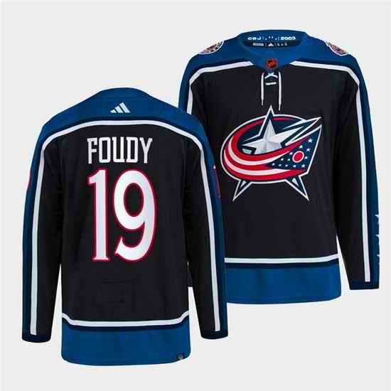 Men Columbus Blue Jackets #19 Liam Foudy Navy 2022 Reverse Retro Stitched Jersey->florida panthers->NHL Jersey