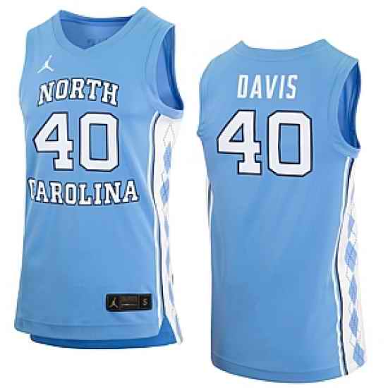 Men North Carolina Tarheels #40 Hubert Davis Blue basketball jerseys->denver broncos->NFL Jersey