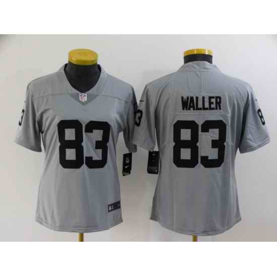 Women Los Angeles Raiders #83 Darren Waller Limited Silver Inverted Legend Football Jersey->women nfl jersey->Women Jersey