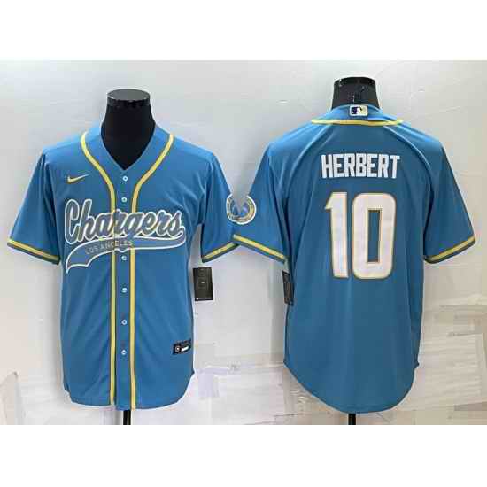 Men Los Angeles Chargers #10 Justin Herbert Blue Cool Base Stitched Baseball Jersey->los angeles rams->NFL Jersey