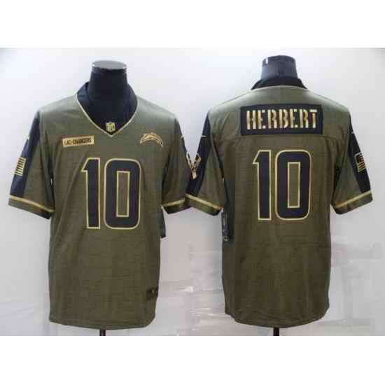 Men's Los Angeles Chargers #10 Justin Herbert Nike Gold 2021 Salute To Service Limited Player Jersey->los angeles chargers->NFL Jersey
