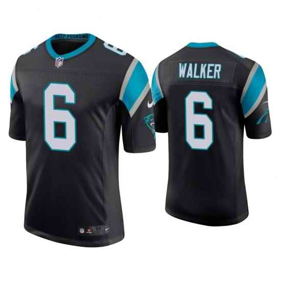 Men's Carolina Panthers #6 P.J. Walker Vapor Limited Black Nike Jersey->carolina panthers->NFL Jersey