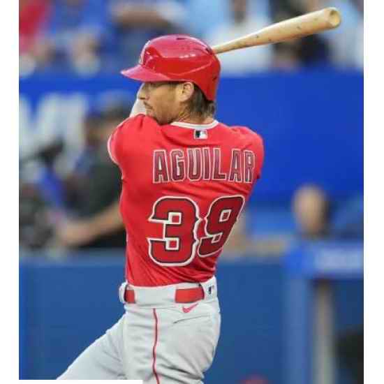 Men Nike Los Angeles Angels Ryan Aguilar #39 Red Flex Base Stitched MLB Jersey->customized mlb jersey->Custom Jersey