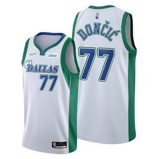 Men's Dallas Mavericks #77 Luka Doncic 75th Anniversary White City Edition Stitched Basketball Jersey->dallas mavericks->NBA Jersey