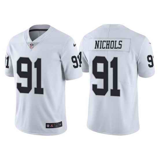 Men Las Vegas Raiders #91 Bilal Nichols White Vapor Limited Stitched Jersey->las vegas raiders->NFL Jersey